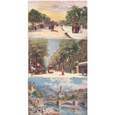 Lot de 3 Cartes Postales anciennes de Nice
